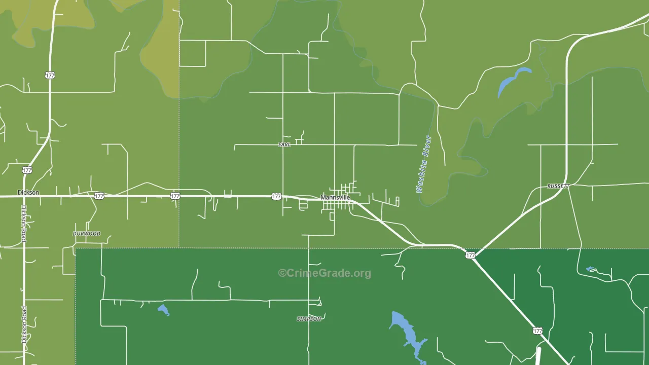 73447, OK Map of Vehicle Theft Rates