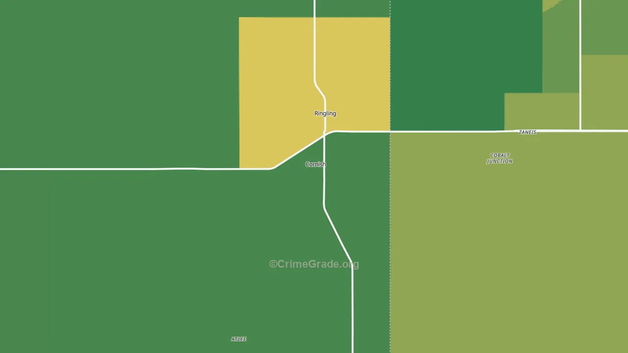 73456, OK Map of Vehicle Theft Rates