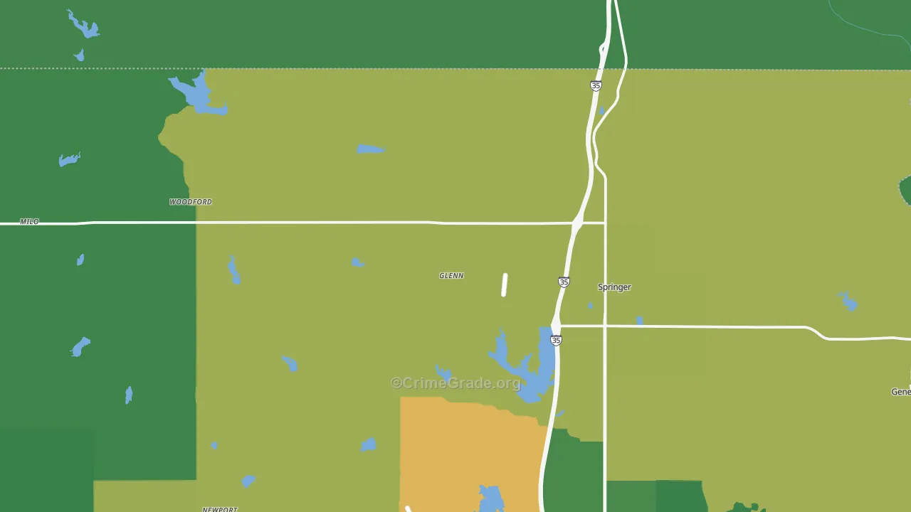 73458, OK Map of Vehicle Theft Rates