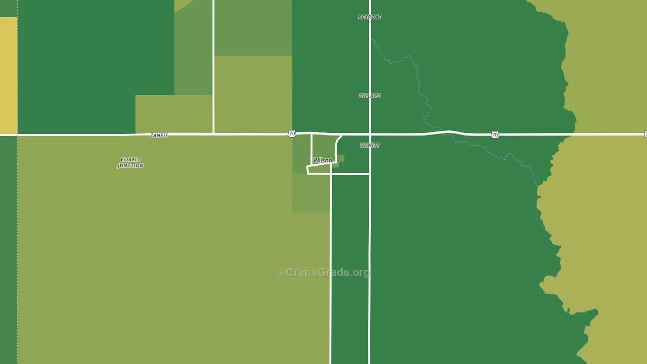 73463, OK Map of Vehicle Theft Rates