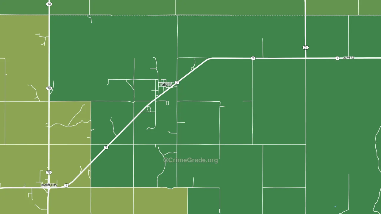 73487, OK Map of Vehicle Theft Rates