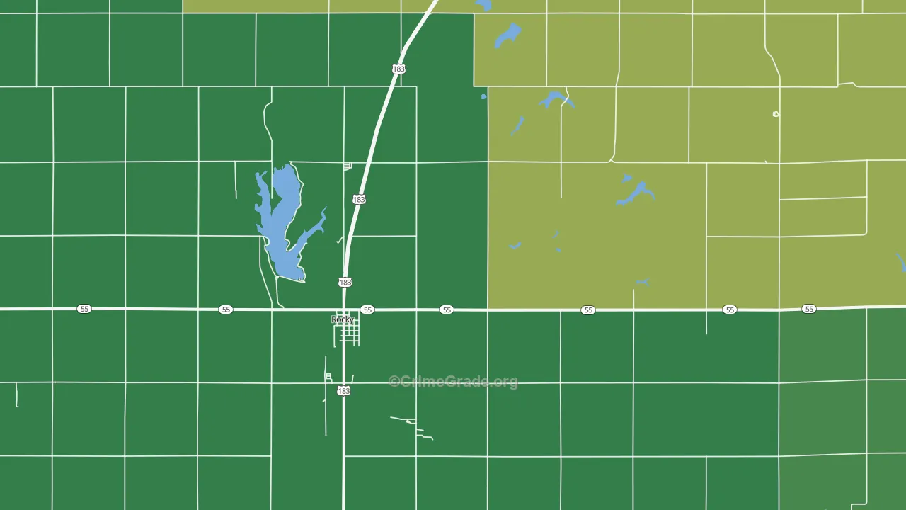 73661, OK Map of Vehicle Theft Rates