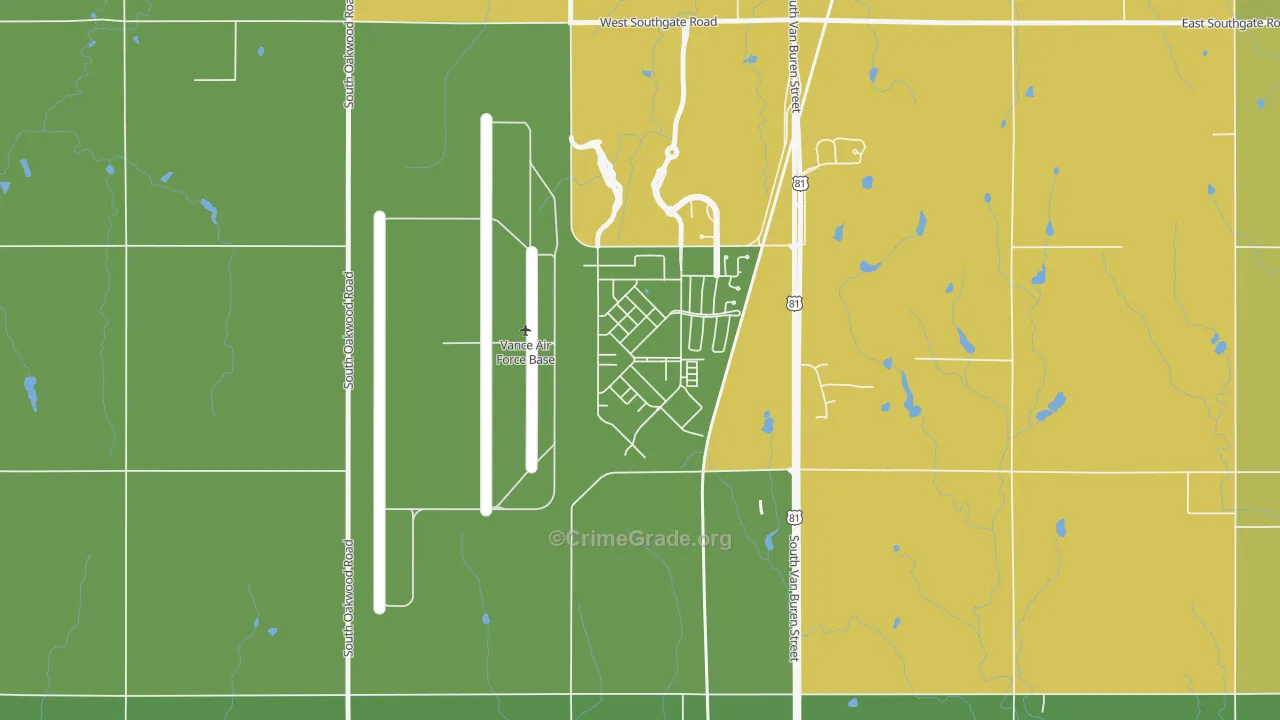 73705, OK Map of Vehicle Theft Rates