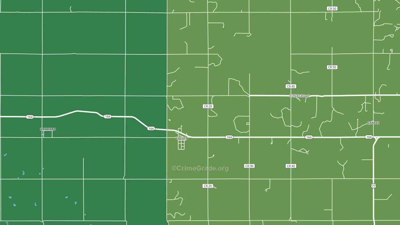 73757, OK Map of Vehicle Theft Rates