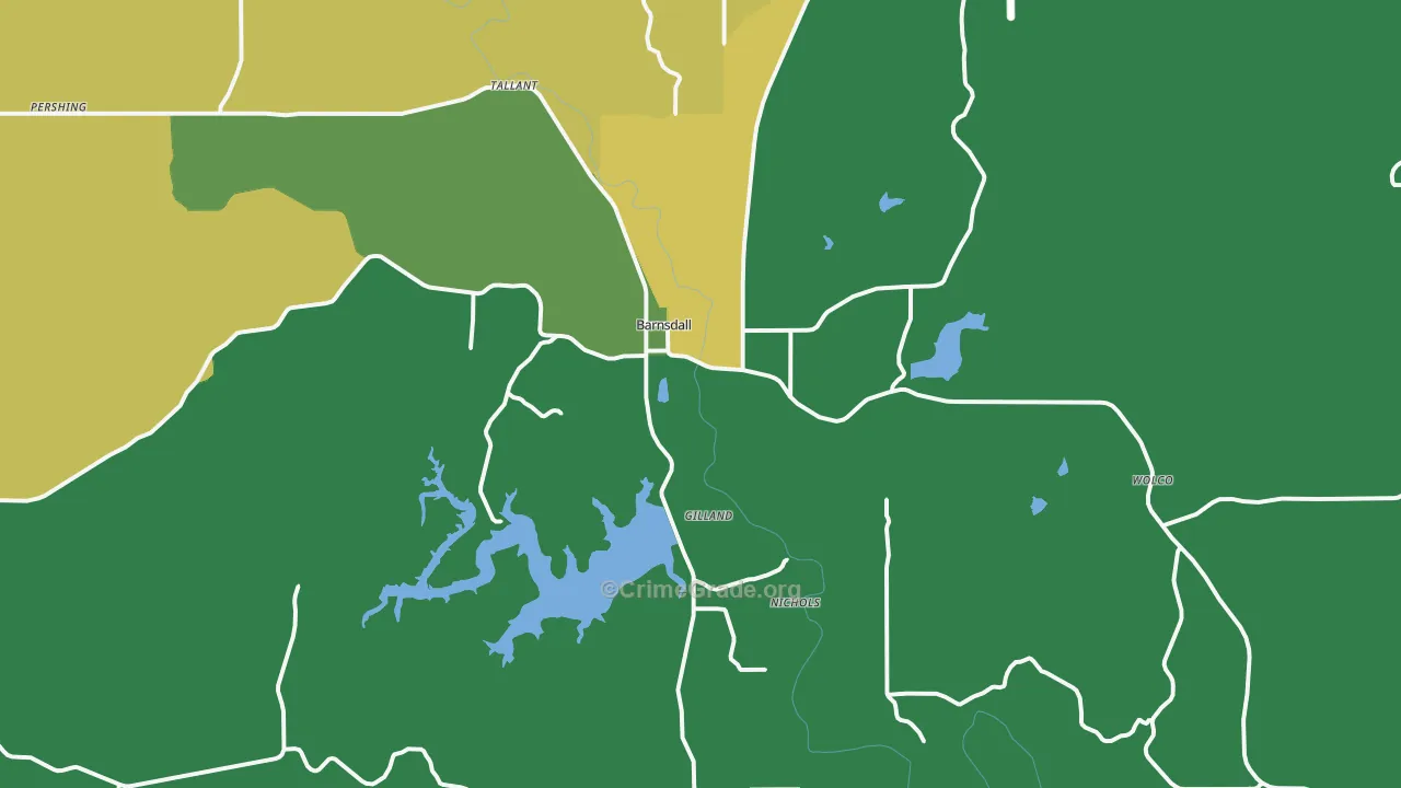 74002, OK Map of Vehicle Theft Rates