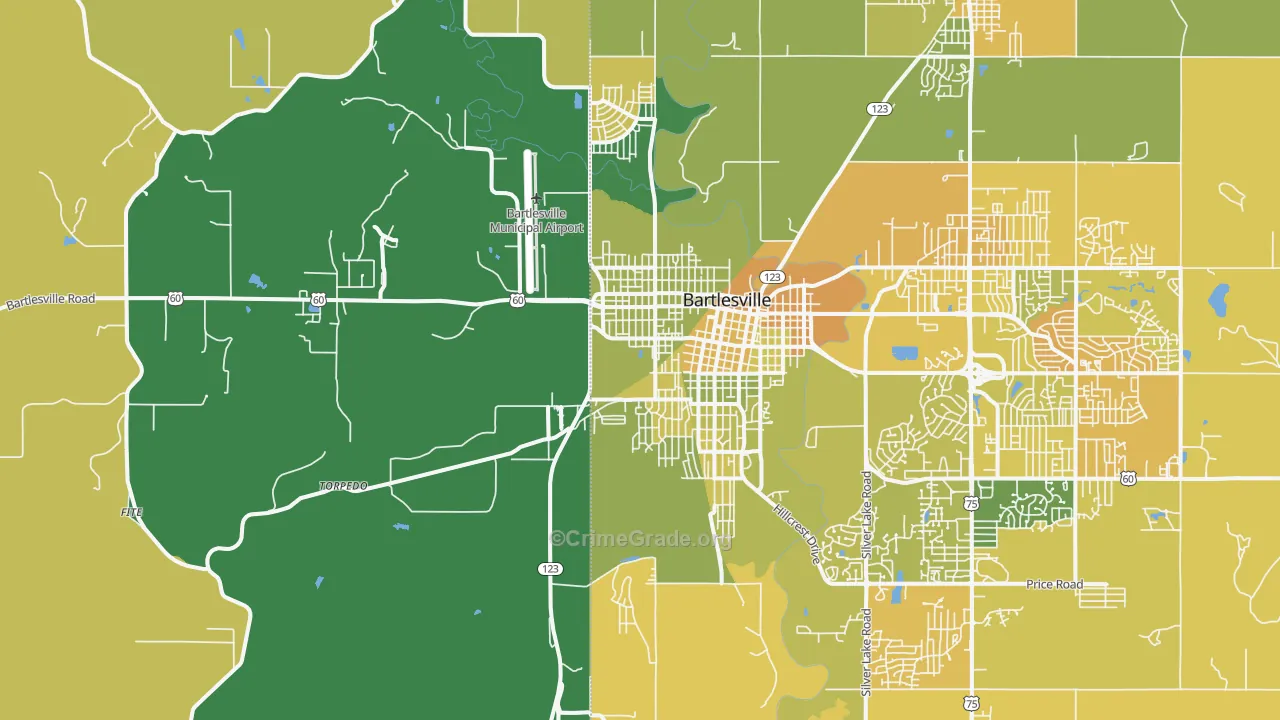 74003, OK Map of Vehicle Theft Rates