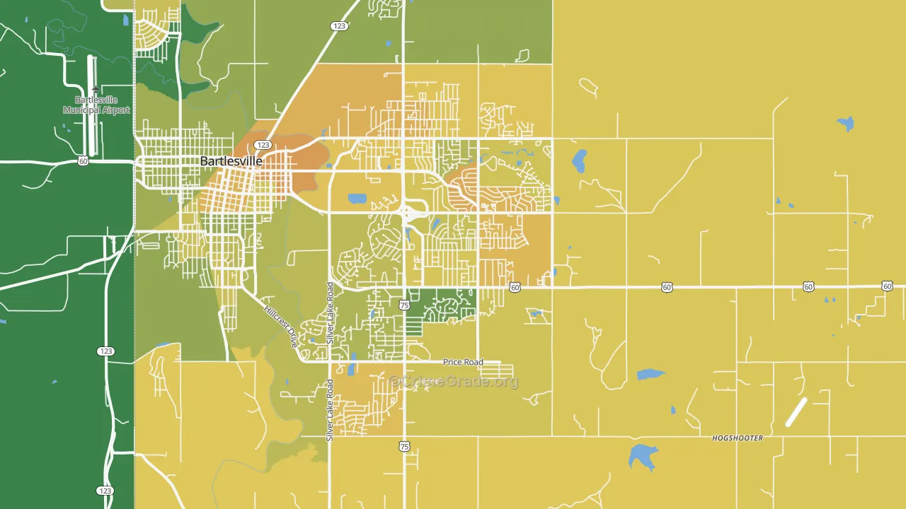 74006, OK Map of Vehicle Theft Rates
