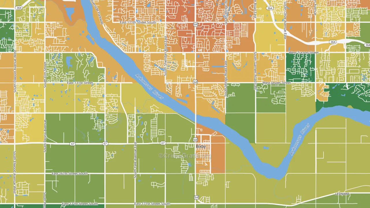 74008, OK Map of Vehicle Theft Rates
