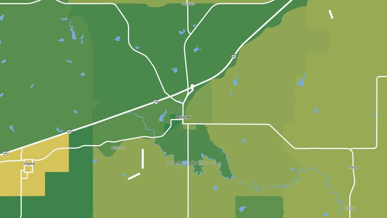 74010, OK Map of Vehicle Theft Rates