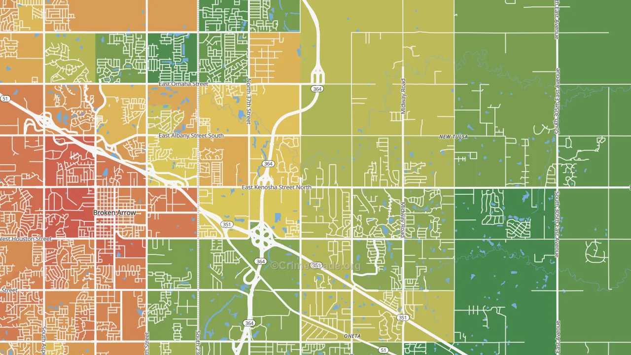 74014, OK Map of Vehicle Theft Rates