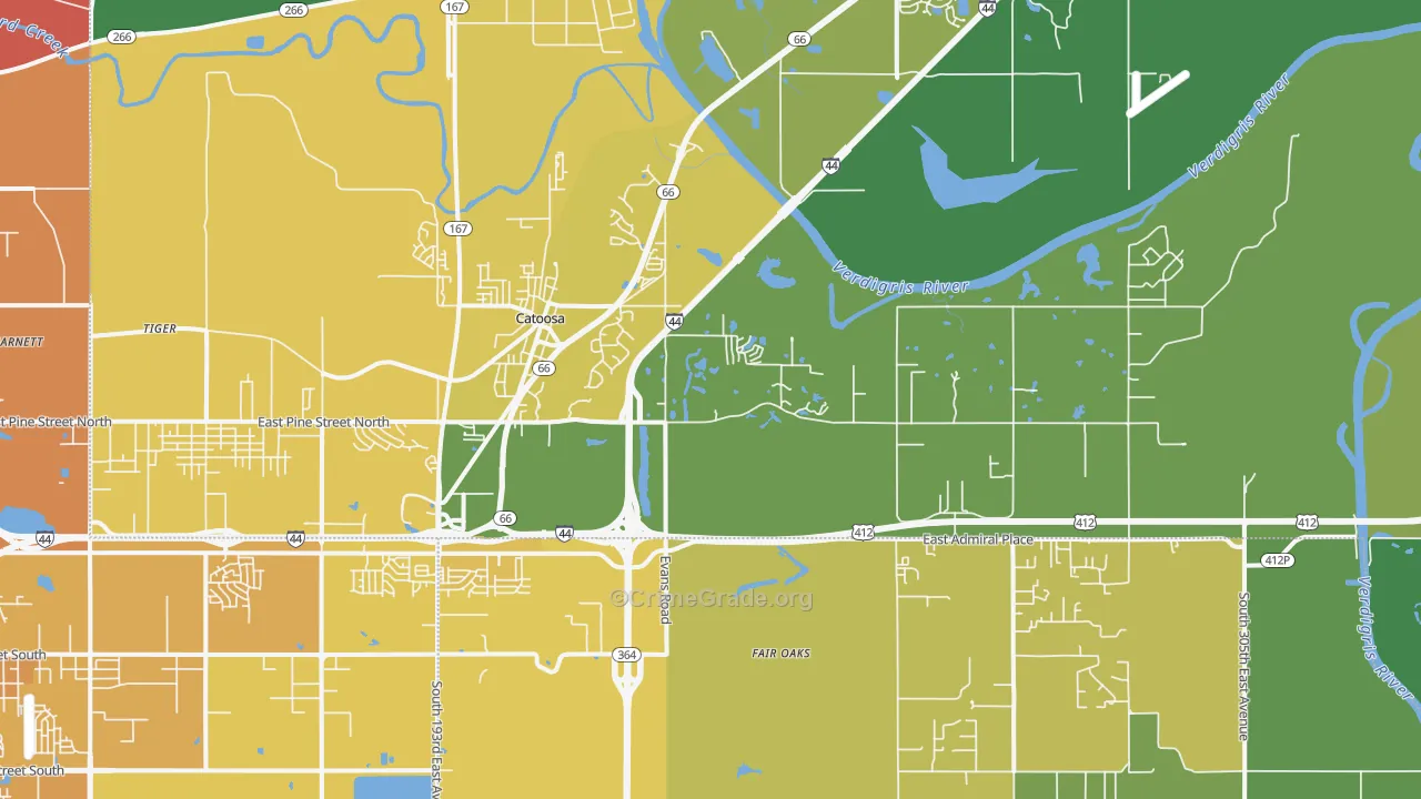 74015, OK Map of Vehicle Theft Rates