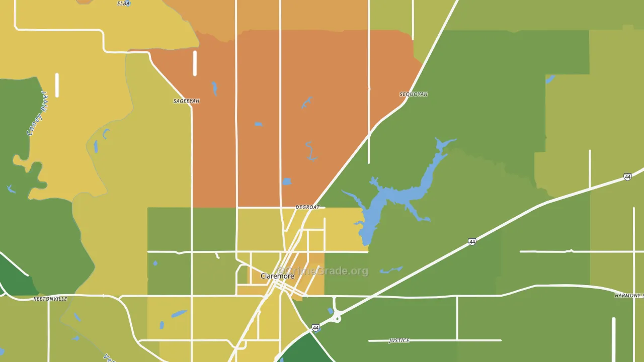 74017, OK Map of Vehicle Theft Rates
