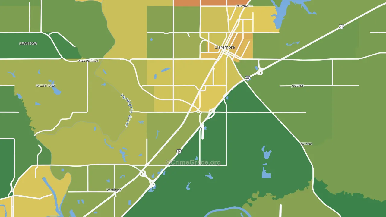 74019, OK Map of Vehicle Theft Rates