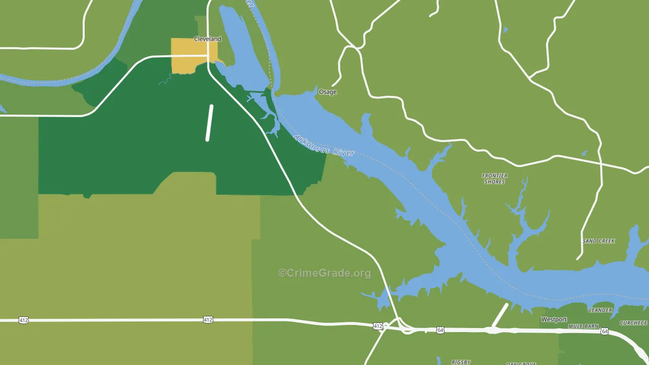74020, OK Map of Vehicle Theft Rates