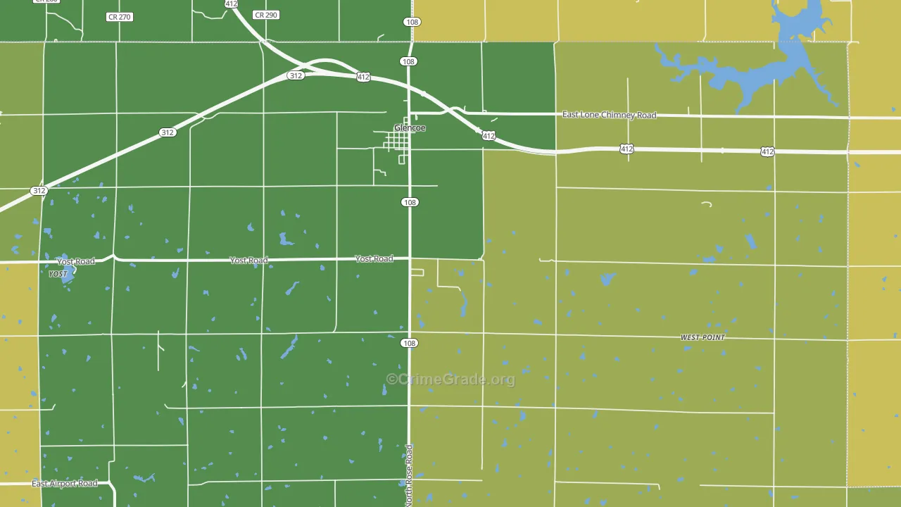 74032, OK Map of Vehicle Theft Rates