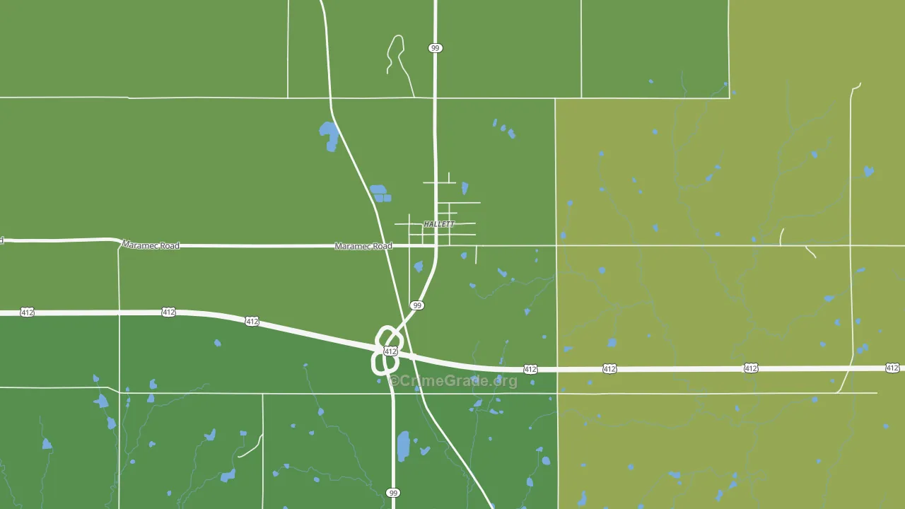 74034, OK Map of Vehicle Theft Rates