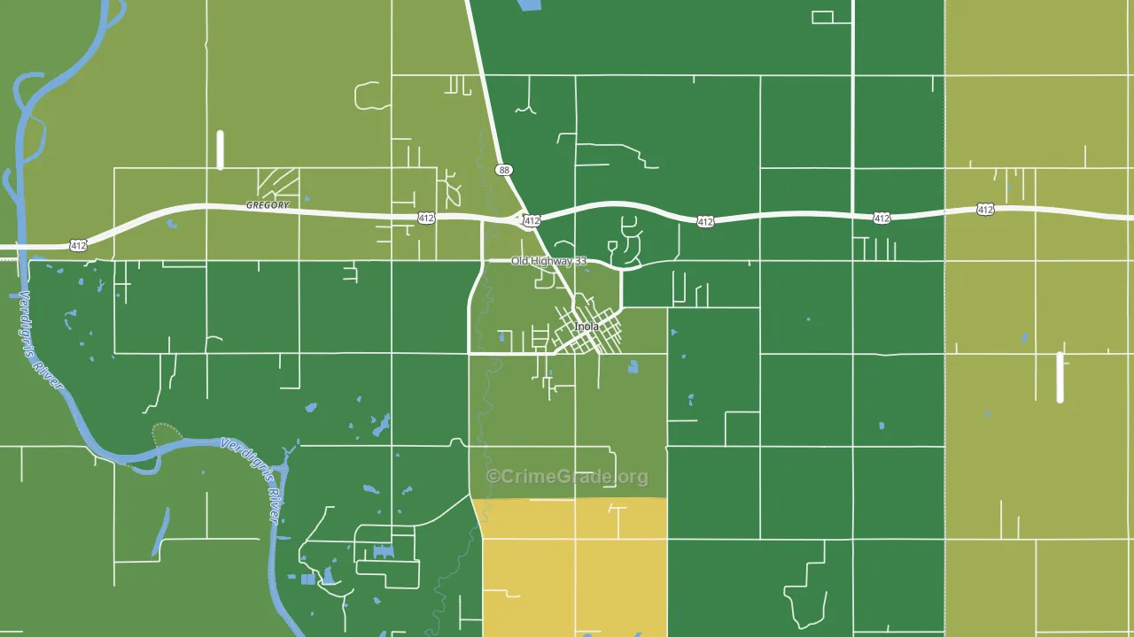 74036, OK Map of Vehicle Theft Rates