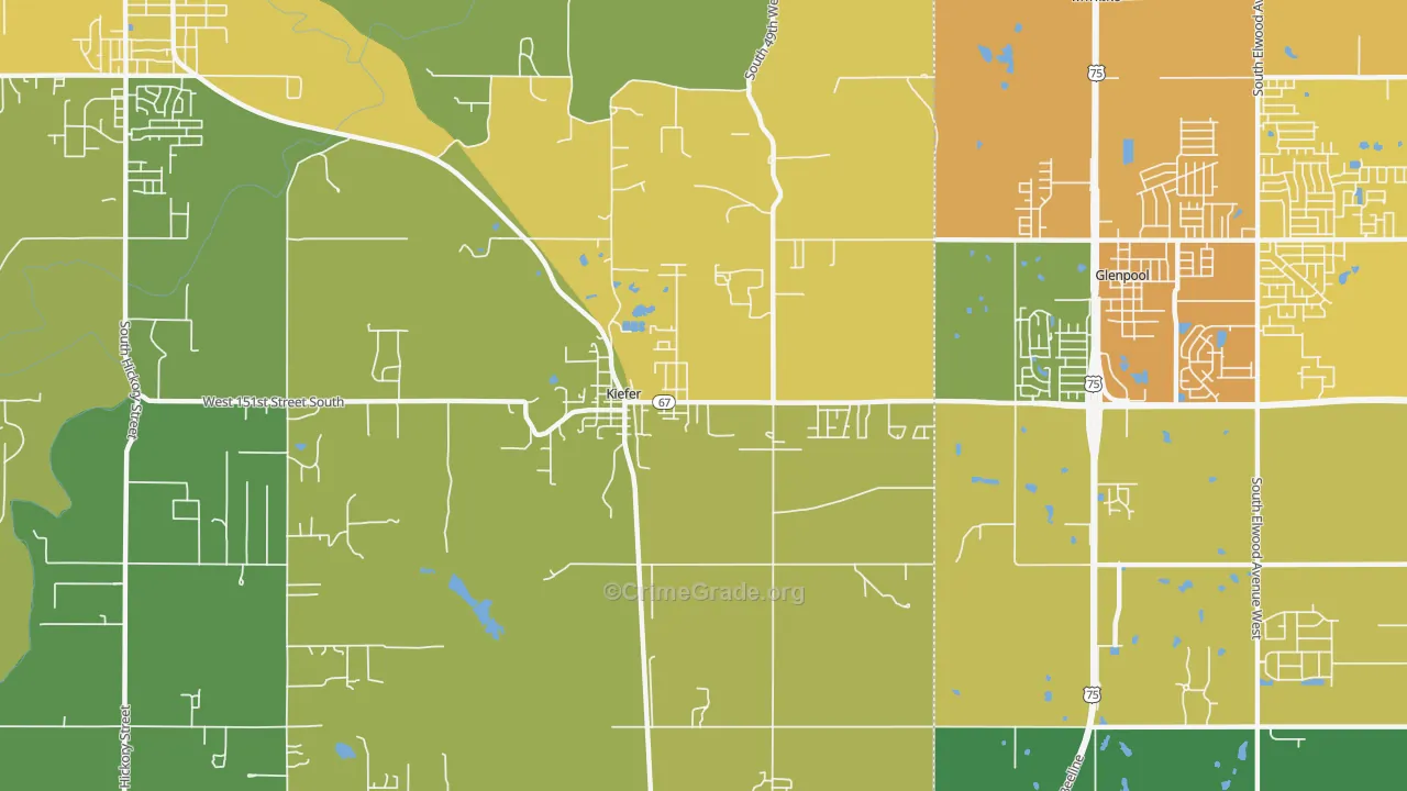 74041, OK Map of Vehicle Theft Rates
