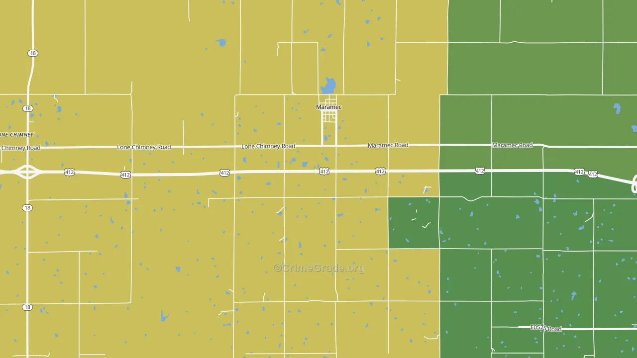 74045, OK Map of Vehicle Theft Rates