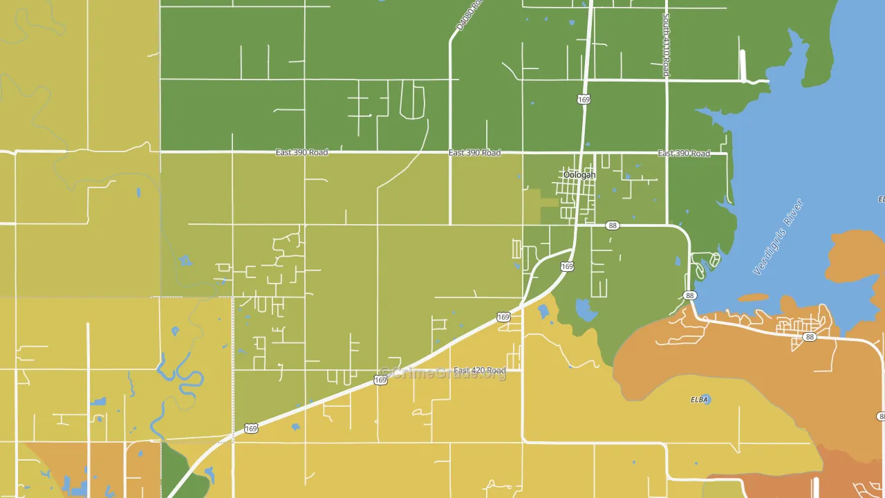 74053, OK Map of Vehicle Theft Rates