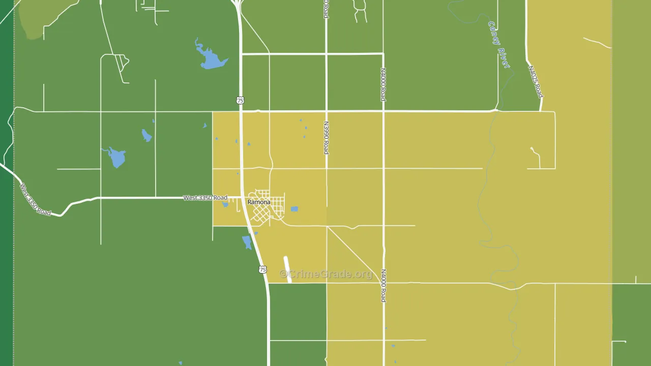 74061, OK Map of Vehicle Theft Rates