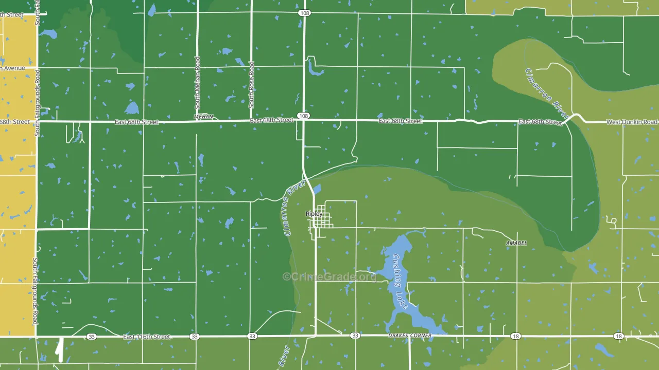 74062, OK Map of Vehicle Theft Rates