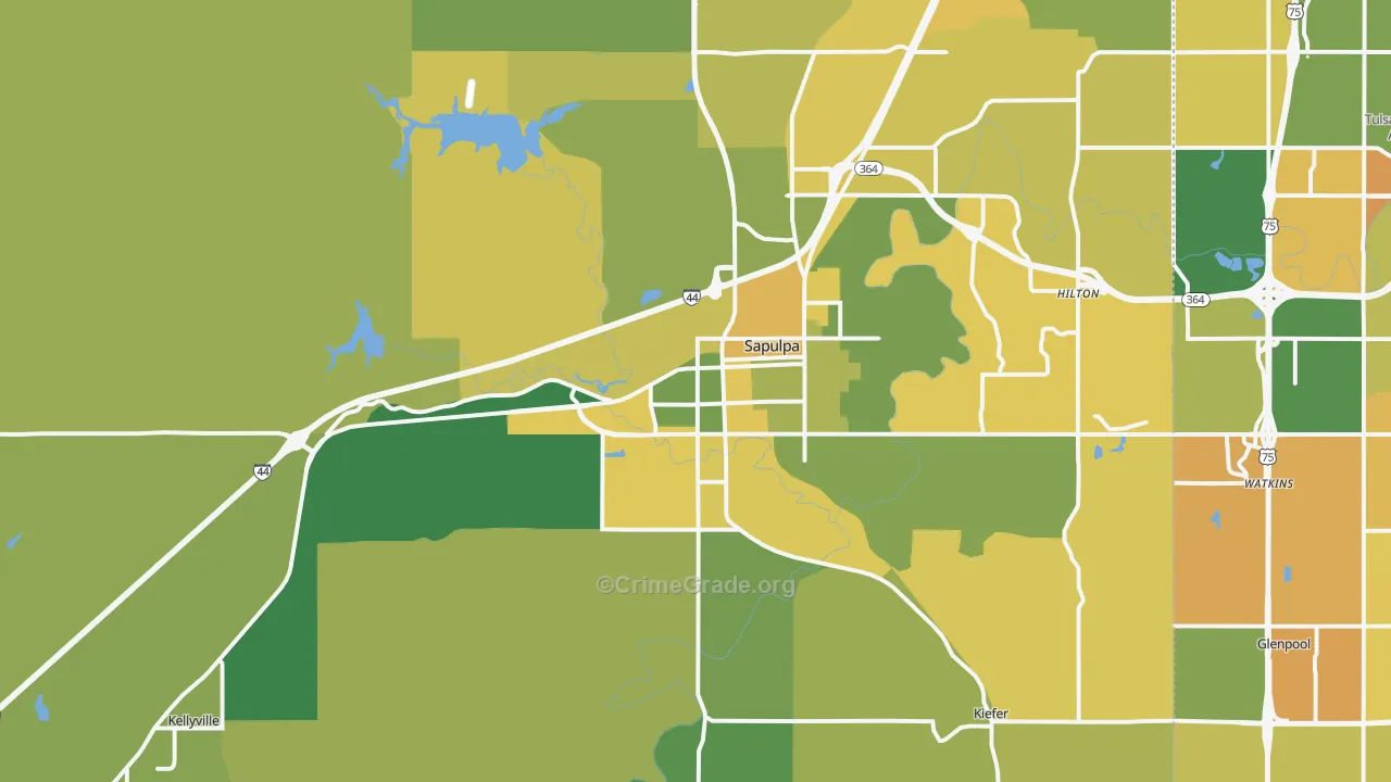 74066, OK Map of Vehicle Theft Rates