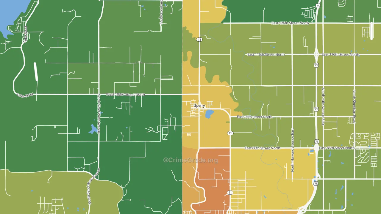 74073, OK Map of Vehicle Theft Rates