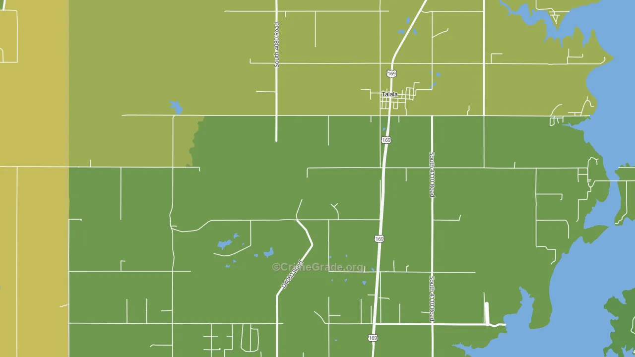74080, OK Map of Vehicle Theft Rates
