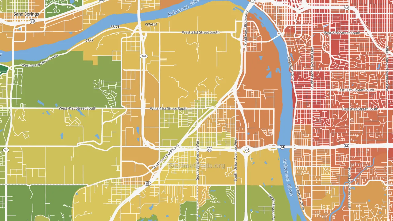 74107, OK Map of Vehicle Theft Rates