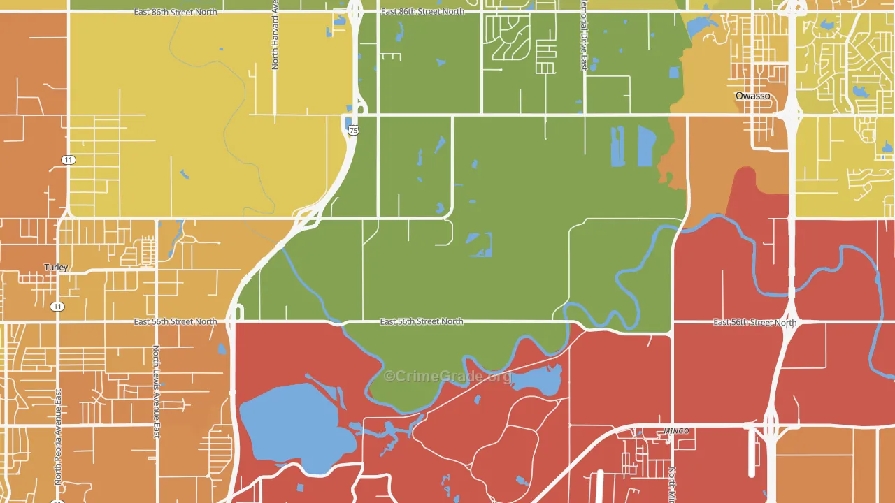 74117, OK Map of Vehicle Theft Rates