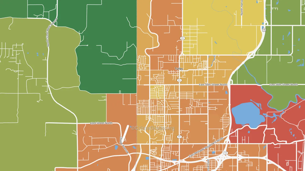74126, OK Map of Vehicle Theft Rates