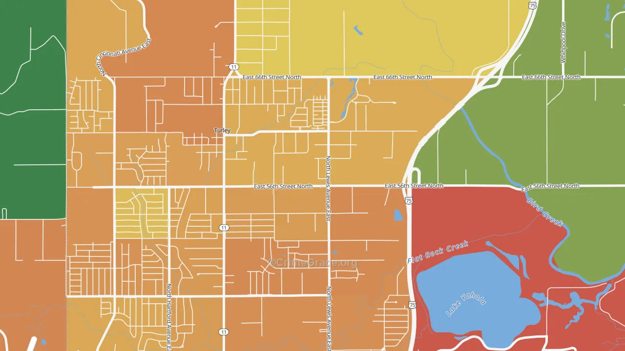 74130, OK Map of Vehicle Theft Rates