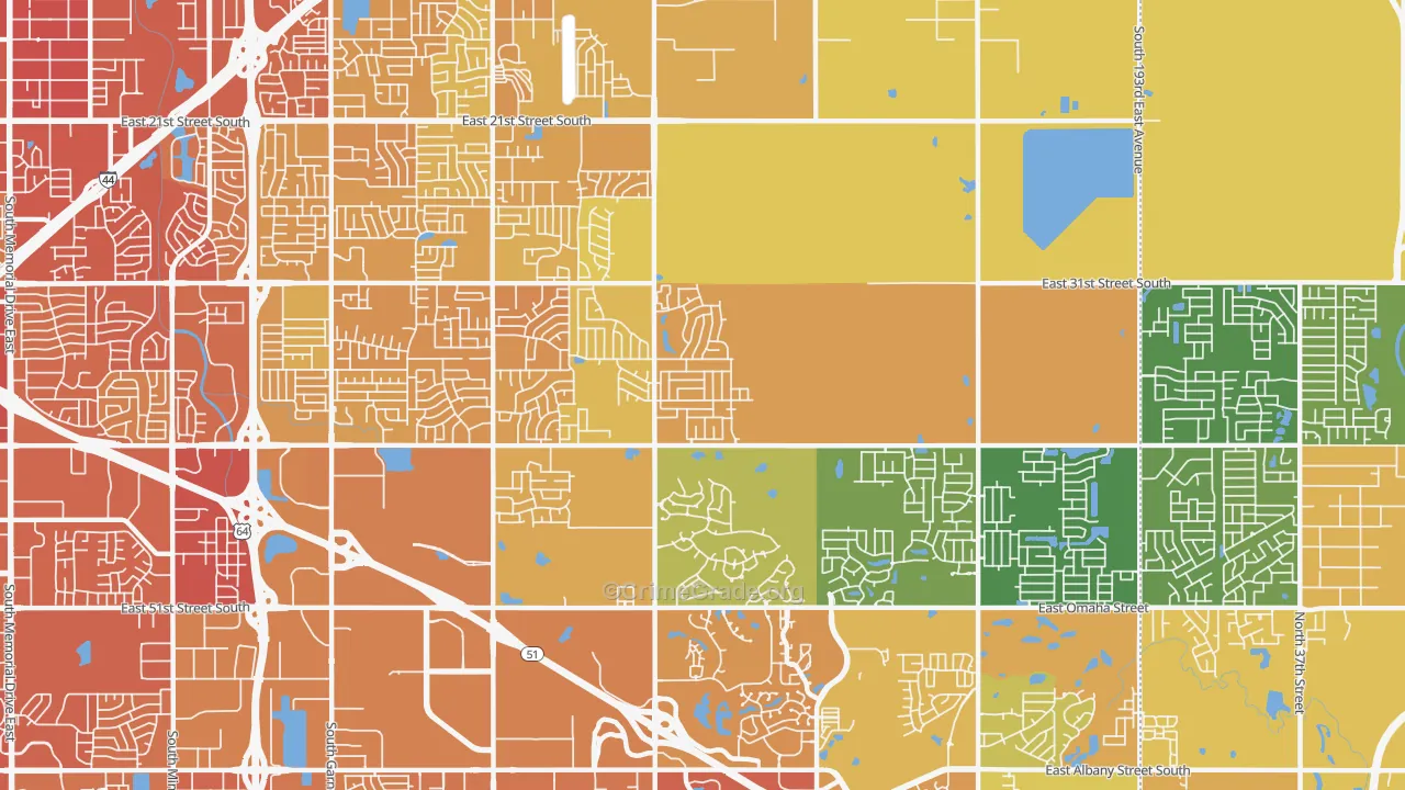 74134, OK Map of Vehicle Theft Rates