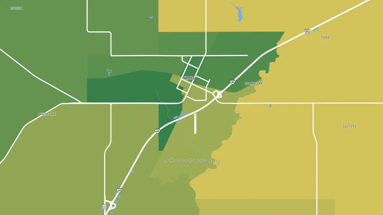 74301, OK Map of Vehicle Theft Rates