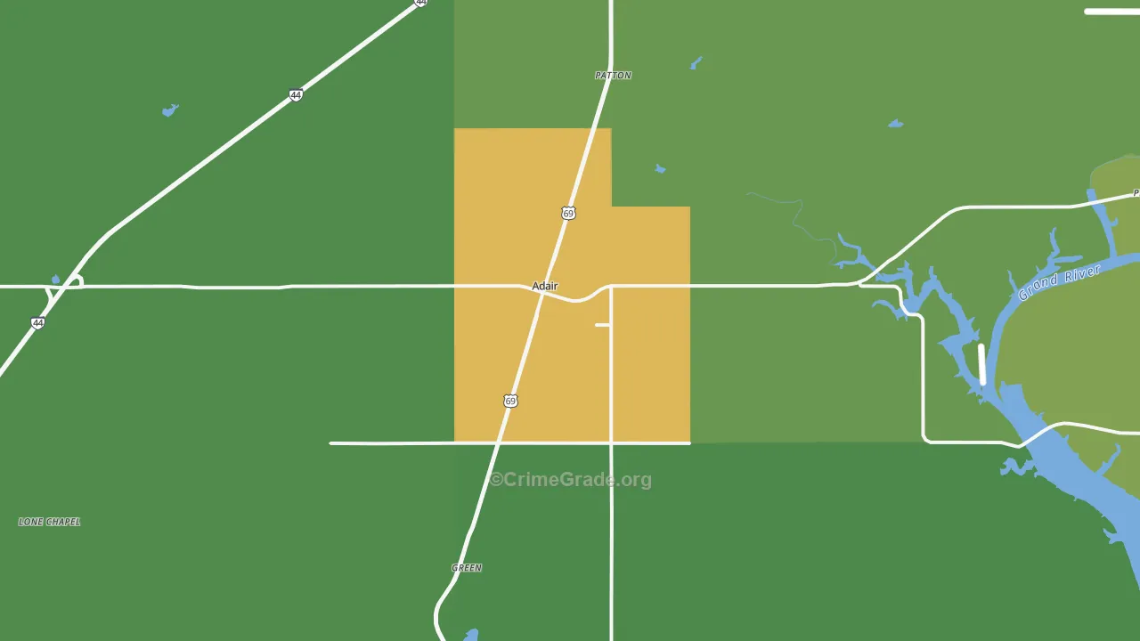 74330, OK Map of Vehicle Theft Rates