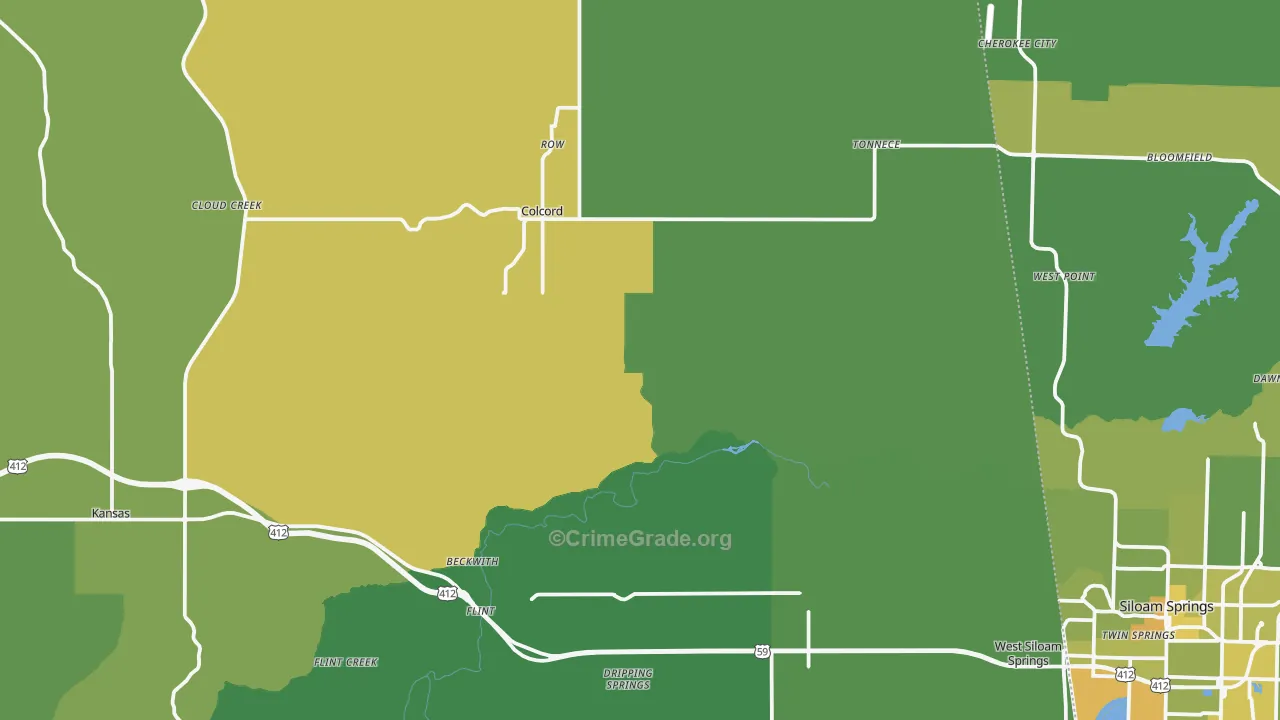 74338, OK Map of Vehicle Theft Rates