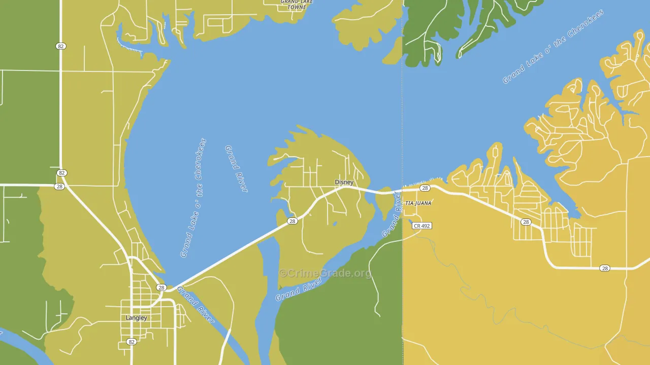 74340, OK Map of Vehicle Theft Rates