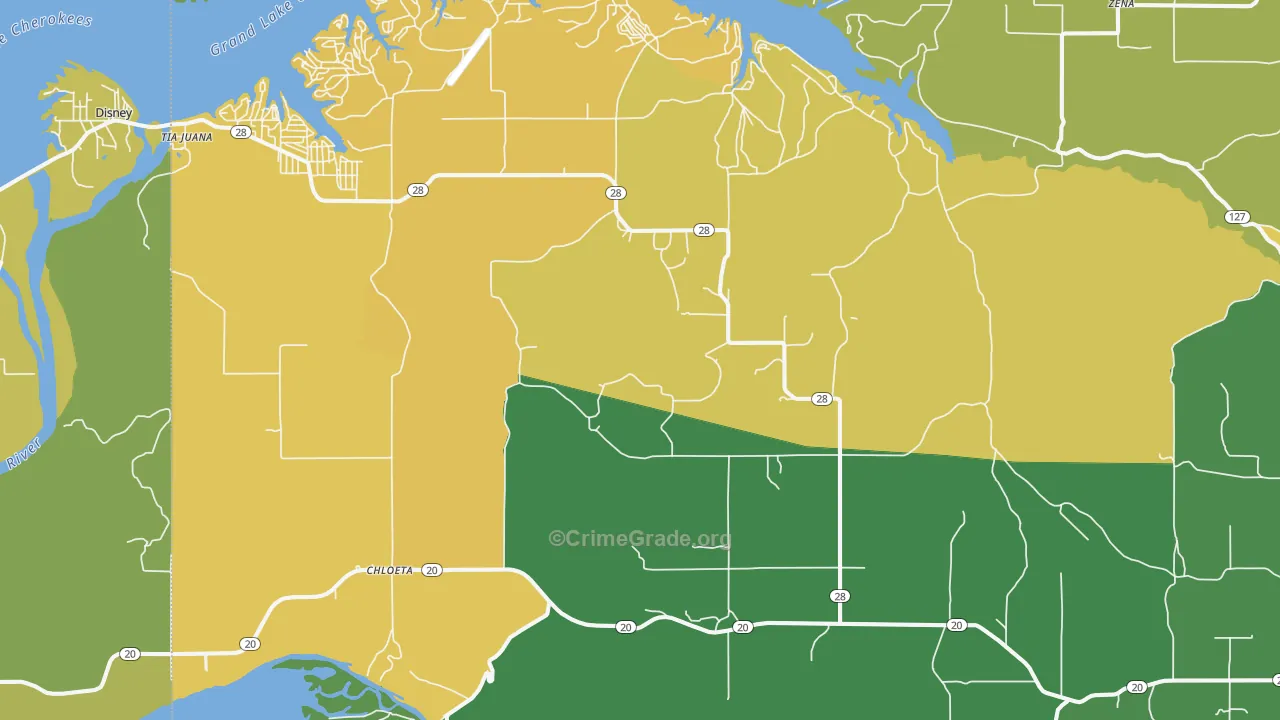 74342, OK Map of Vehicle Theft Rates