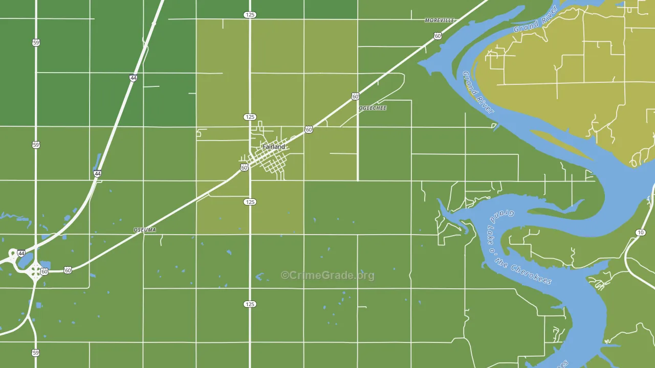 74343, OK Map of Vehicle Theft Rates