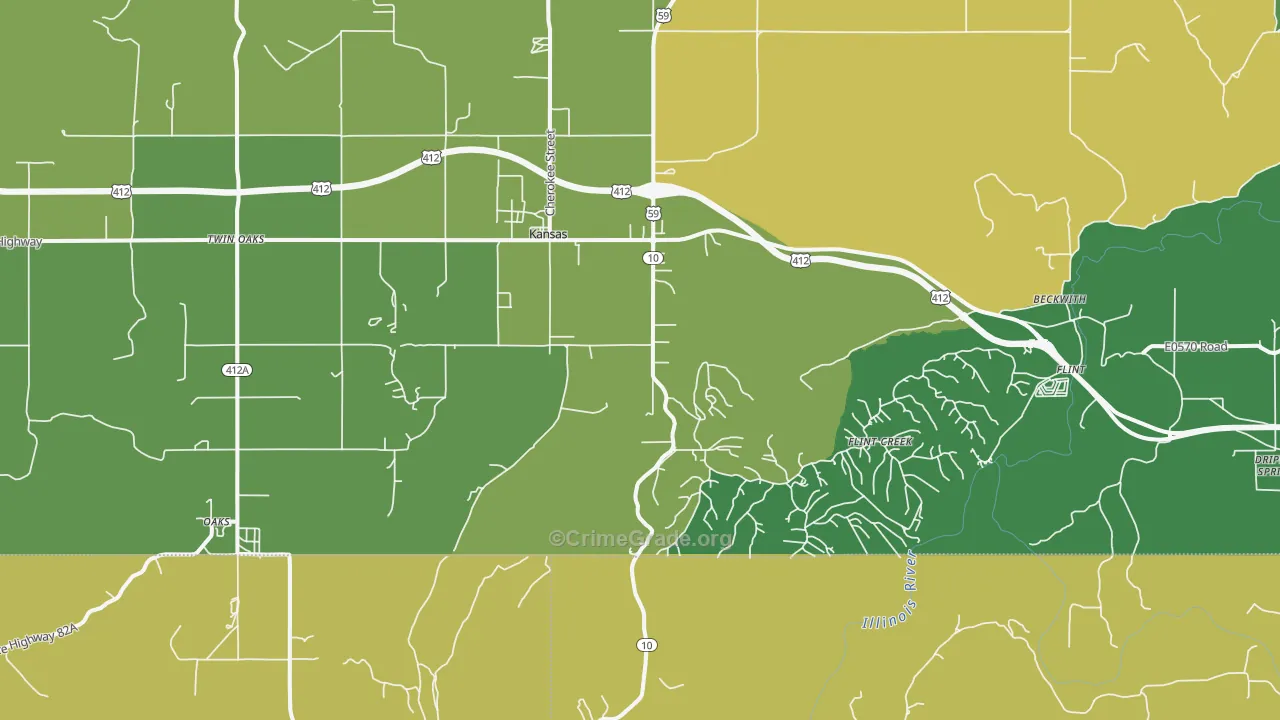 74347, OK Map of Vehicle Theft Rates