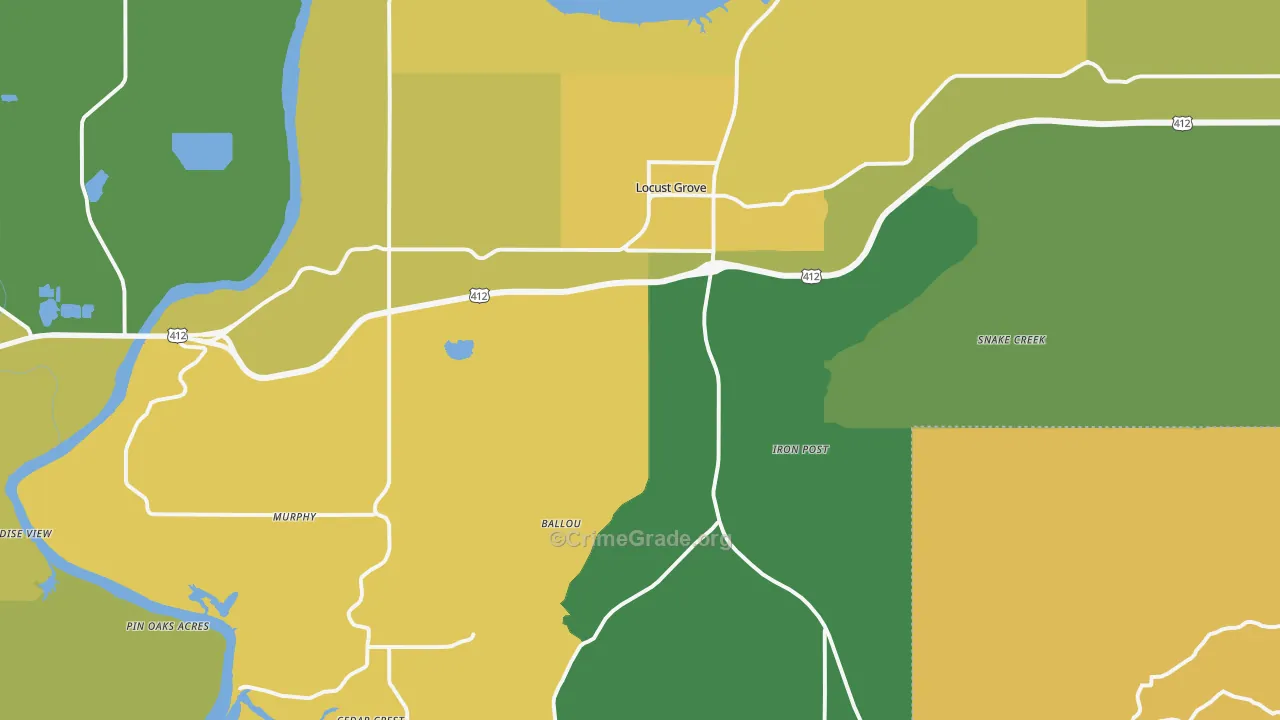 74352, OK Map of Vehicle Theft Rates