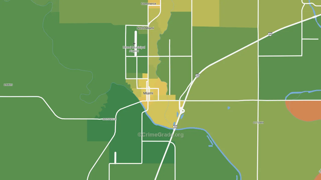 74354, OK Map of Vehicle Theft Rates