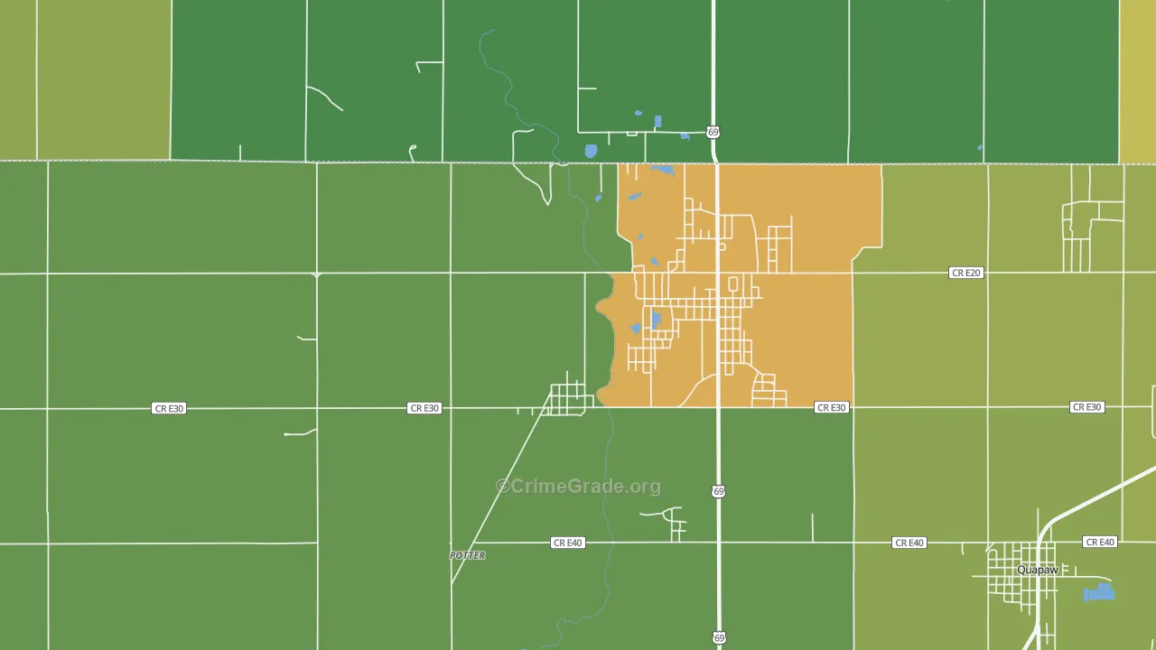 74360, OK Map of Vehicle Theft Rates