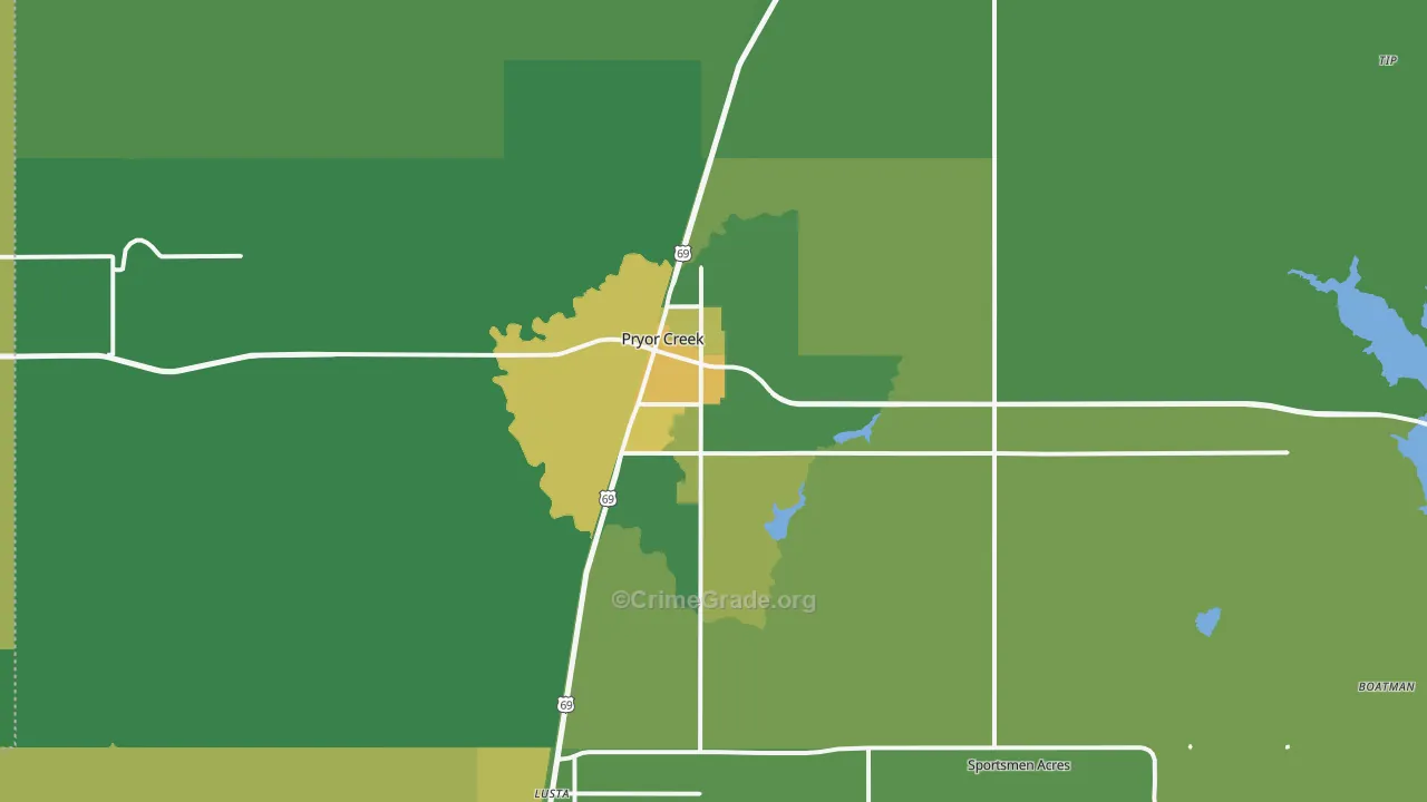 74361, OK Map of Vehicle Theft Rates