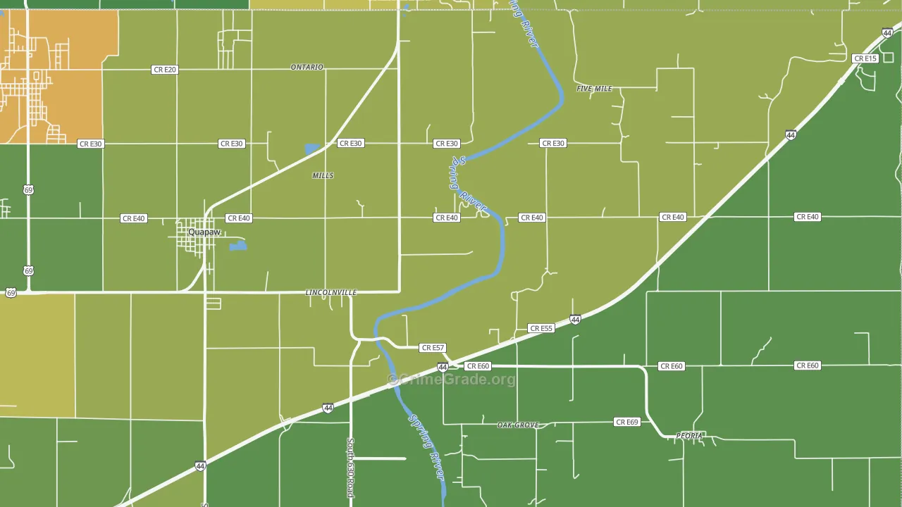 74363, OK Map of Vehicle Theft Rates