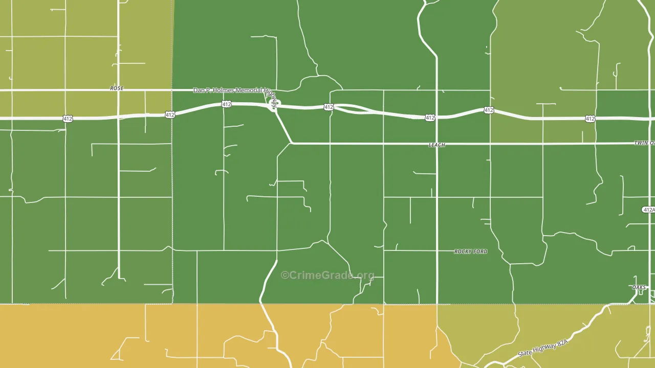 74364, OK Map of Vehicle Theft Rates