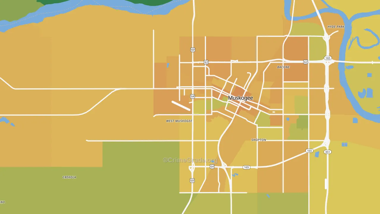 74401, OK Map of Vehicle Theft Rates