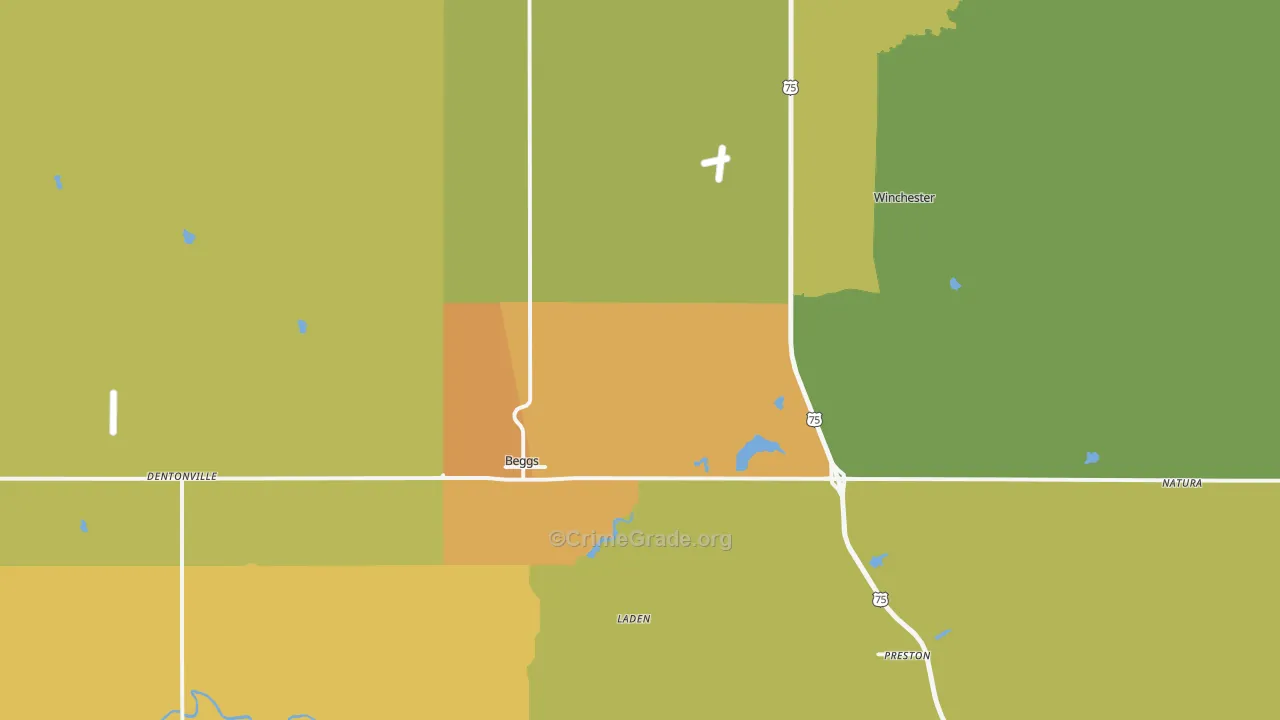 74421, OK Map of Vehicle Theft Rates