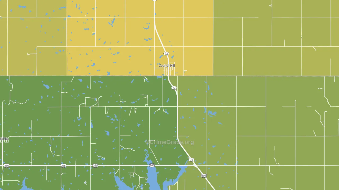 74428, OK Map of Vehicle Theft Rates